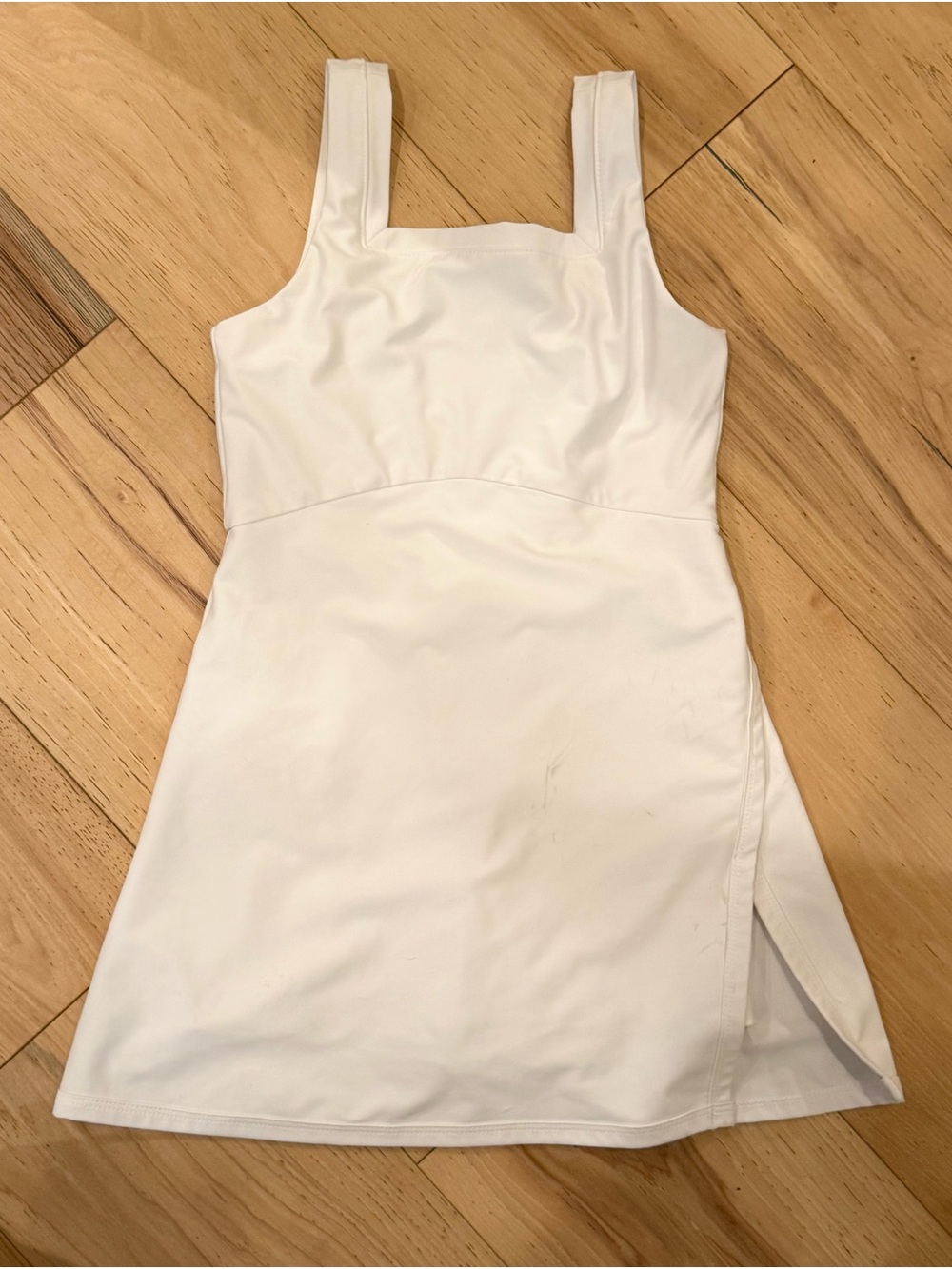 White Square-Neck Tank Athletic Dress